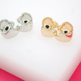 18K Gold Filled Heart Shaped Huggies Wrap Earrings (L263)