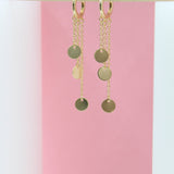 18K Gold Filled Huggies Dangle Drop Rolo Link Discs