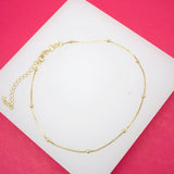 18K Gold Filled Box Chain Anklet With Round Ball (E168)