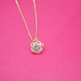 18K Rose Gold Filled Round Cubic Zirconia Stone With Flower Design
