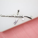 18K White Gold Filled AK-47 Pendant (A160)