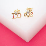18K Gold Filled Love Word Earrings Studs (L105)