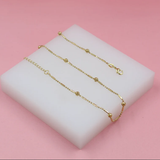 Gold Triple Link Chain Necklace (F265)