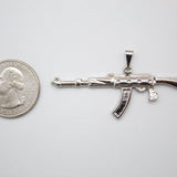 18K White Gold Filled AK-47 Pendant (A160)