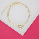 Paper Clip Bracelet With Heart Charm (I209)