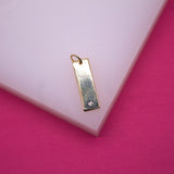 18K Gold Filled Rectangle Plate Charm With CZ Stone (A56)