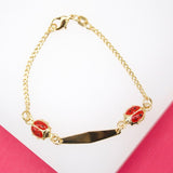 Gold Filled Lady Bug Bracelet With Oval Plate (XX15)
