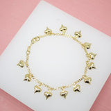18K Gold Filled Charm Bracelet With Small Heart Charms (I175)