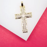 18K Gold Filled Outlined CZ Cubic Zirconia Cross Crucifix Pendant (A106)