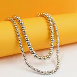 18K Rhodium Filled Bead Necklace | Rhodium Filled Beaded Necklace (F279)(F276-278)