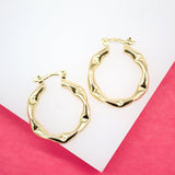 18K Gold Filled Thick Dented Style Hoops Lever Back Earrings (K21-22)