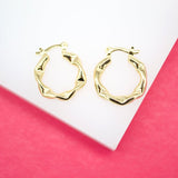18K Gold Filled Thick Dented Style Hoops Lever Back Earrings (K21-22)