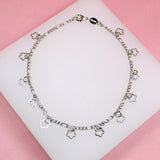 18K Gold Filled Dangle Outlined Flower Charm Anklet (E10)