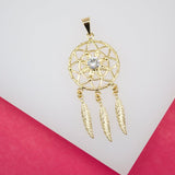 18K Gold Filled Dangle Dream Catcher Pendant With CZ Stone