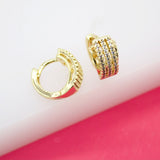 18K Gold Filled Huggies Pave Earrings With Micro CZ Cubic Zirconia Stones (L217)