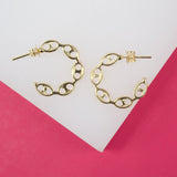 18K Gold Filled Mariner Style Open Hoop Earrings (K231, 232, 233)