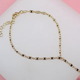 18K Gold Filled Designed Link Hand Chain Bracelet (I431)