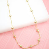 18K Gold Filled 4mm Gold Bead Rolo Chain Choker (G176)