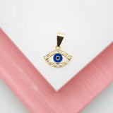 18K Gold Filled Evil Eye With CZ Stones Delicate Pendant