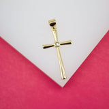 18K Gold Filled Rounded Cross Crucifix Pendant With CZ Cross