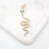 18K Gold Filled Snake Pendant With Green CZ Stones (A203)