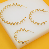 18K Gold Filled Thick Spiral Hoops Lever Back Earrings (J242-244)