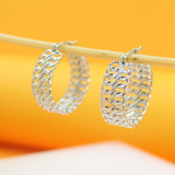 18K Rhodium Filled Infinity Twisted Braided Hoop Earrings