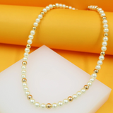 18K Gold Filled White Beaded Pearl Necklace