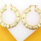 18K Gold Filled Thick Textured Latch Back Hoop Earrings