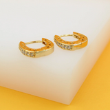 18K Gold Filled CZ Paved Small Oval Huggie Earrings