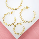 18K Gold Filled Paper Clip Open Hoop Earrings (K165)(K168)(K211)(K235)
