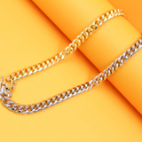18K Gold/Rhodium Filled Two Toned Thick Miami Cuban Thick Curb Link Chain Necklace