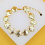 18K Gold Filled Beach Sea Shells Charm Bracelet (I462)