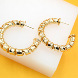 18K Gold Filled Thick Twisted Hoop Earrings (J228) (J230)