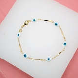 18K Gold Filled Blue Evil Eye Chain Bracelet For Wholesale Bracelets & Jewelry Making Supplies