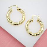 18K Gold Filled Twisted Hoops Lever Back Earrings (J107)