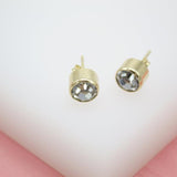 18K Gold Filled Stud Earrings With CZ Cubic Zirconia Stone