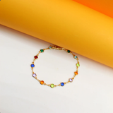 MultiColor CZ Stone Charms Bracelet | Round Multicolor Zirconia Stone Bracelet (I69A)(F225A)
