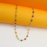 MultiColor CZ Stone Charms Bracelet | Round Multicolor Zirconia Stone Bracelet (I69A)(F225A)