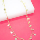 18K Gold Filled Dainty Delicate Choker With Star Charms and Round CZ's (G6)