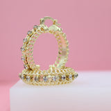 18K Gold Filled Cuban Style Latch Back Hoop Earrings With Round Zirconia Stones (K60)