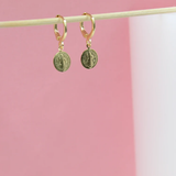 Gold Filled Saint Benito Charm Drop Earrings (K267)
