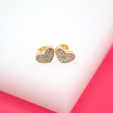18K Gold Filled Designed Heart Stud Earrings