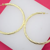 18K Gold Filled Large 4mm Open Hoop Twisted Stud Earrings