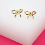 18K Gold Filled Bow Stud Earrings (L21)
