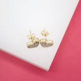 18K Gold Filled Designed Heart Stud Earrings
