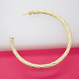 18K Gold Filled Large 4mm Open Hoop Twisted Stud Earrings