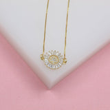 18K Gold Filled Star Bagette Delicate Necklace With Clear Cubic Zirconia Stones (G125)