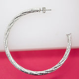 18K Gold Filled Large 4mm Open Hoop Twisted Stud Earrings
