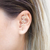 Gold Filled Hearts Industrial Bar Ear Cuff (L182)